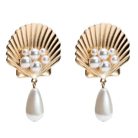 Boho Shell Pearl Earrings