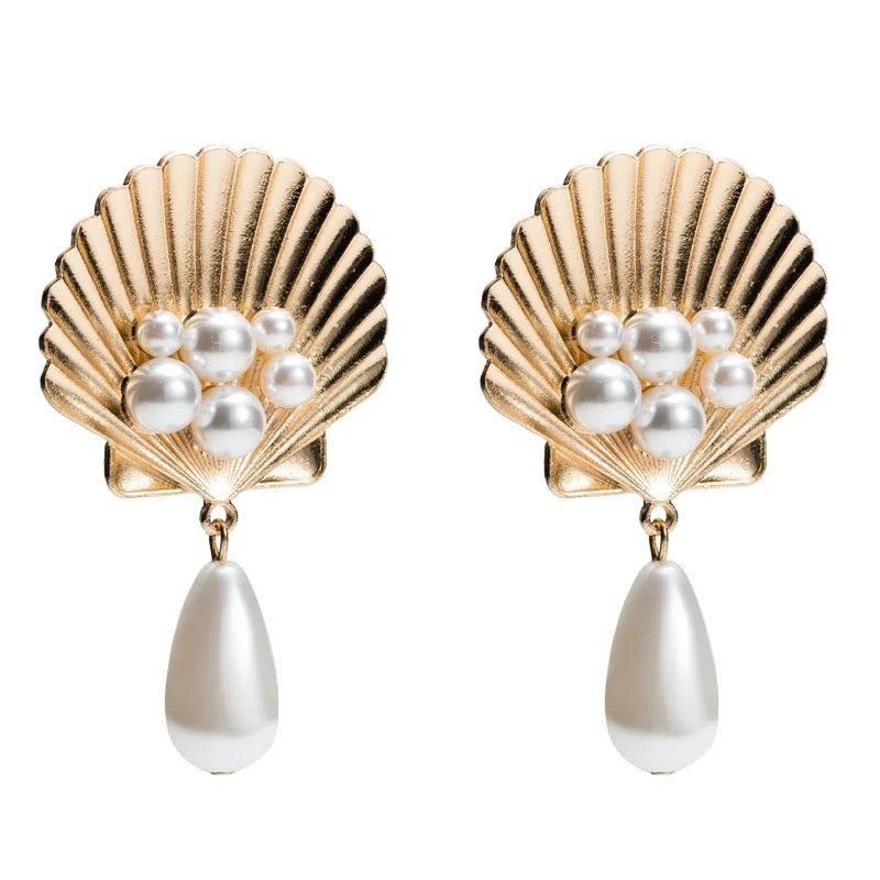 Boho Shell Pearl Earrings