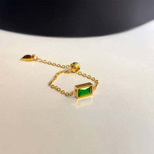 Adjustable Emerald Ring
